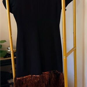 Hyacinth House Black and Bronze Fringe Dress (worn 1x). Tuckernuck.